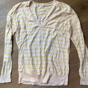 Off white and yellow striped J Crew sweater